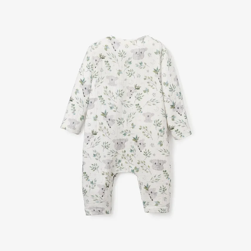 Koala Print Organic Muslin S/S Baby Jumpsuit