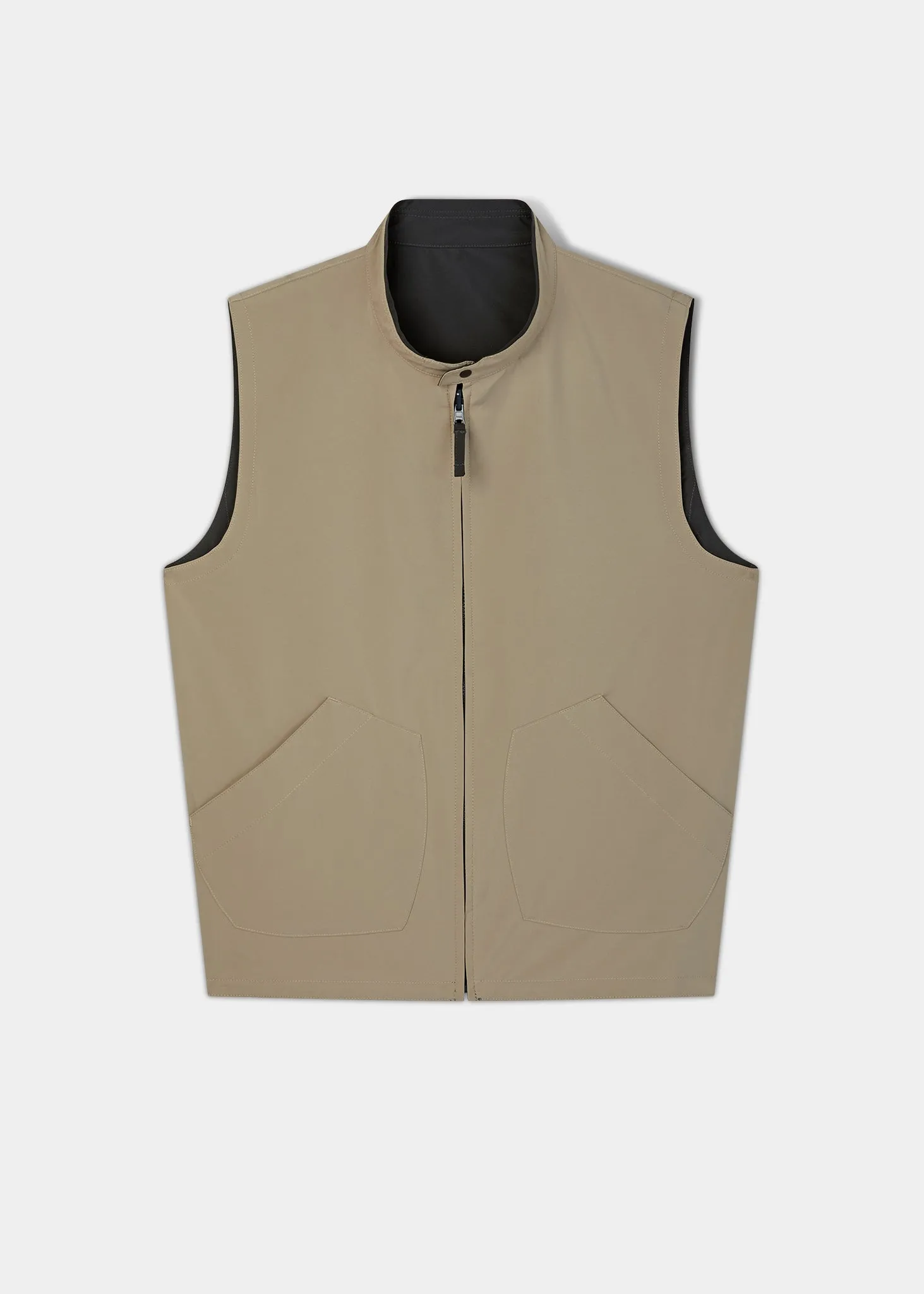 Lettoch Reversible Lightweight Summer Gilet In Khaki and Beige - Regular Fit