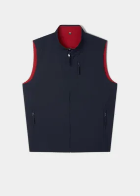 Lettoch Reversible Lightweight Summer Gilet In Navy and Red - Regular Fit