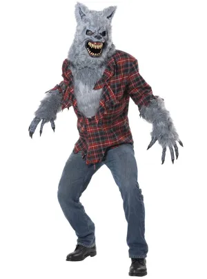 Lycan Mens Grey Werewolf Halloween Fancy Dress Costume