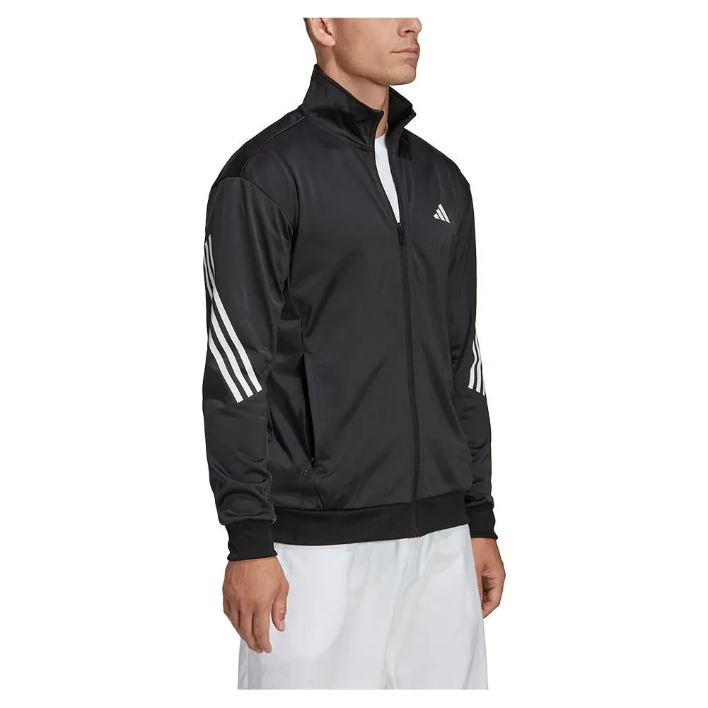 Men's 3-Stripe Knitted Tennis Jacket Black