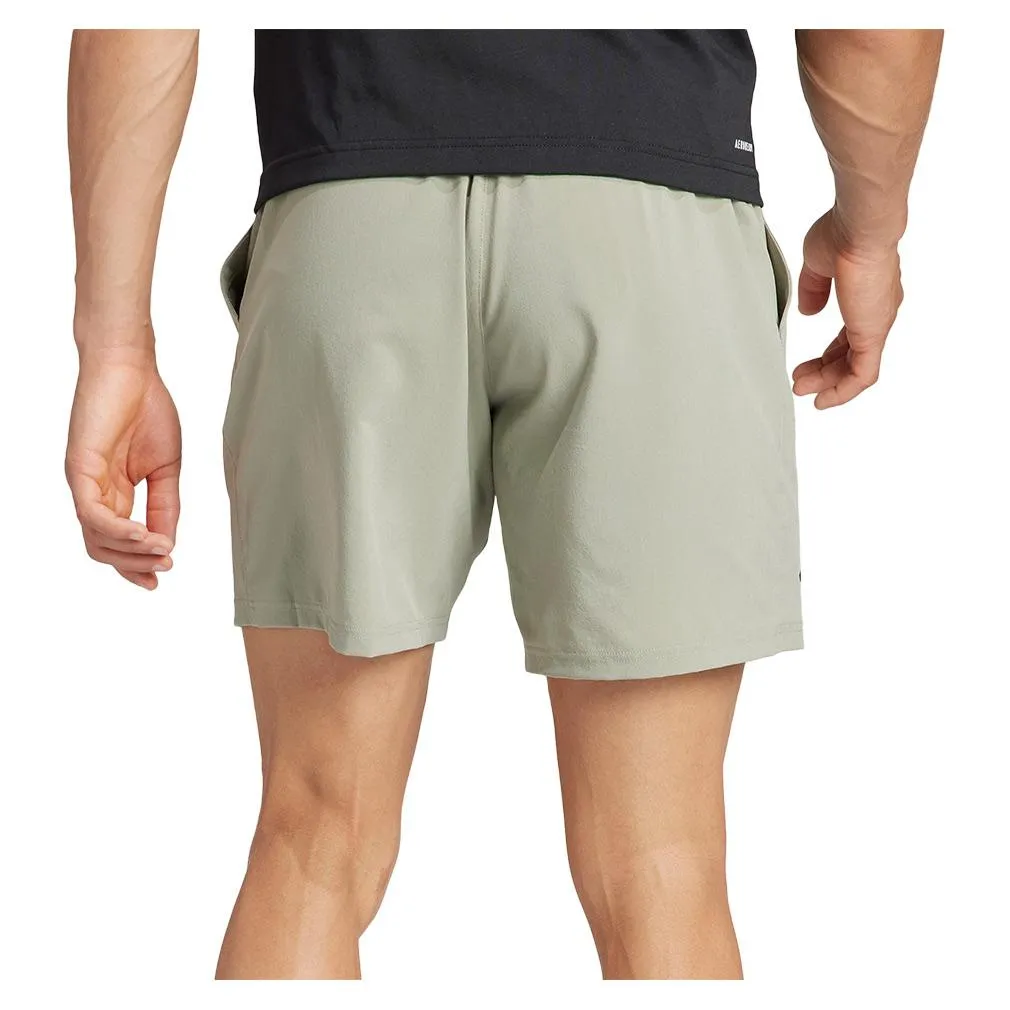 Men's 9 Inch Club Woven Stretch Tennis Shorts SIlver Pebble