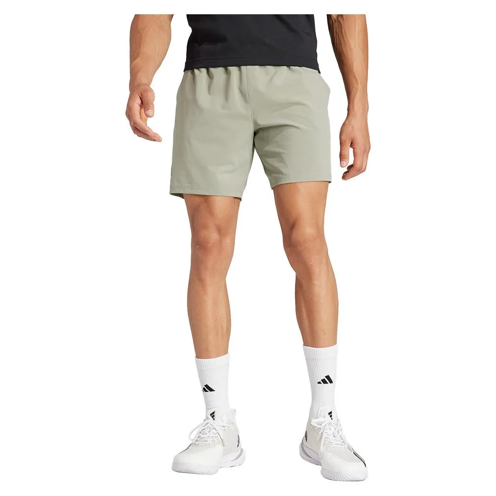 Men's 9 Inch Club Woven Stretch Tennis Shorts SIlver Pebble