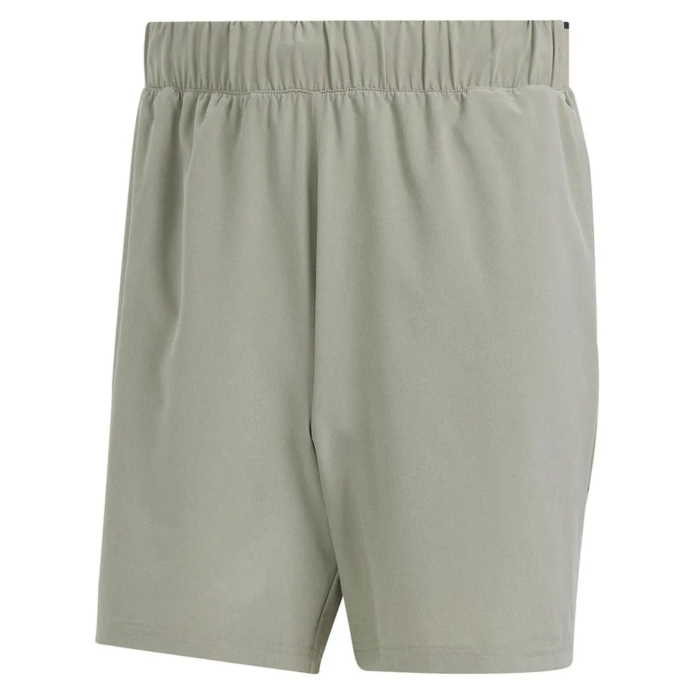 Men's 9 Inch Club Woven Stretch Tennis Shorts SIlver Pebble