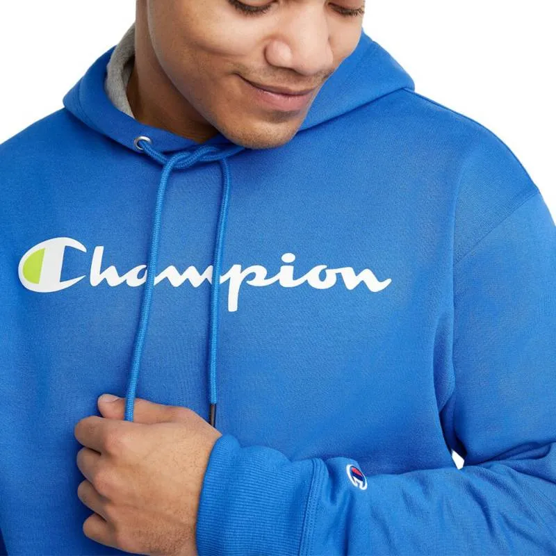 Mens Champion Powerblend Bright Royal Graphic Hoodie