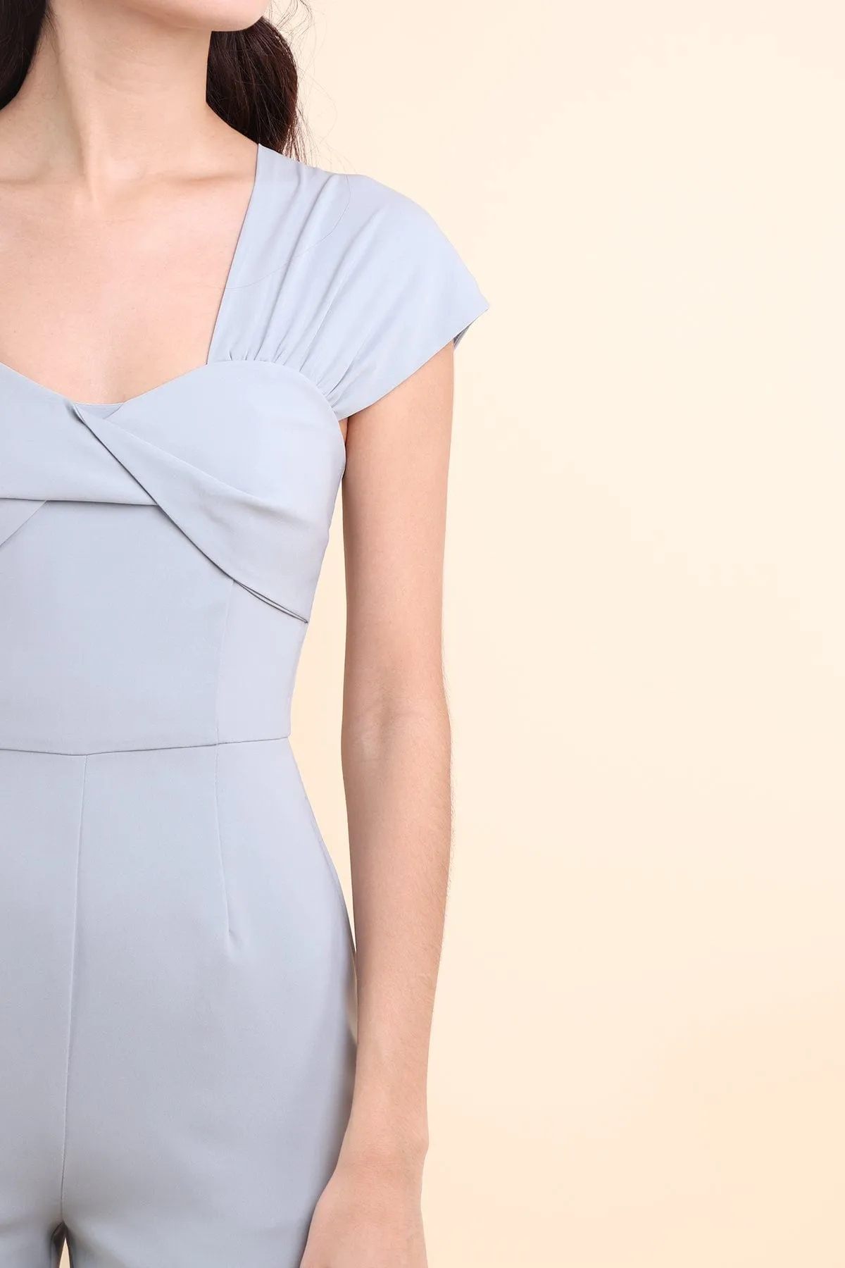 MIRANDA TWIST-DETAIL JUMPSUIT IN PIGEON BLUE