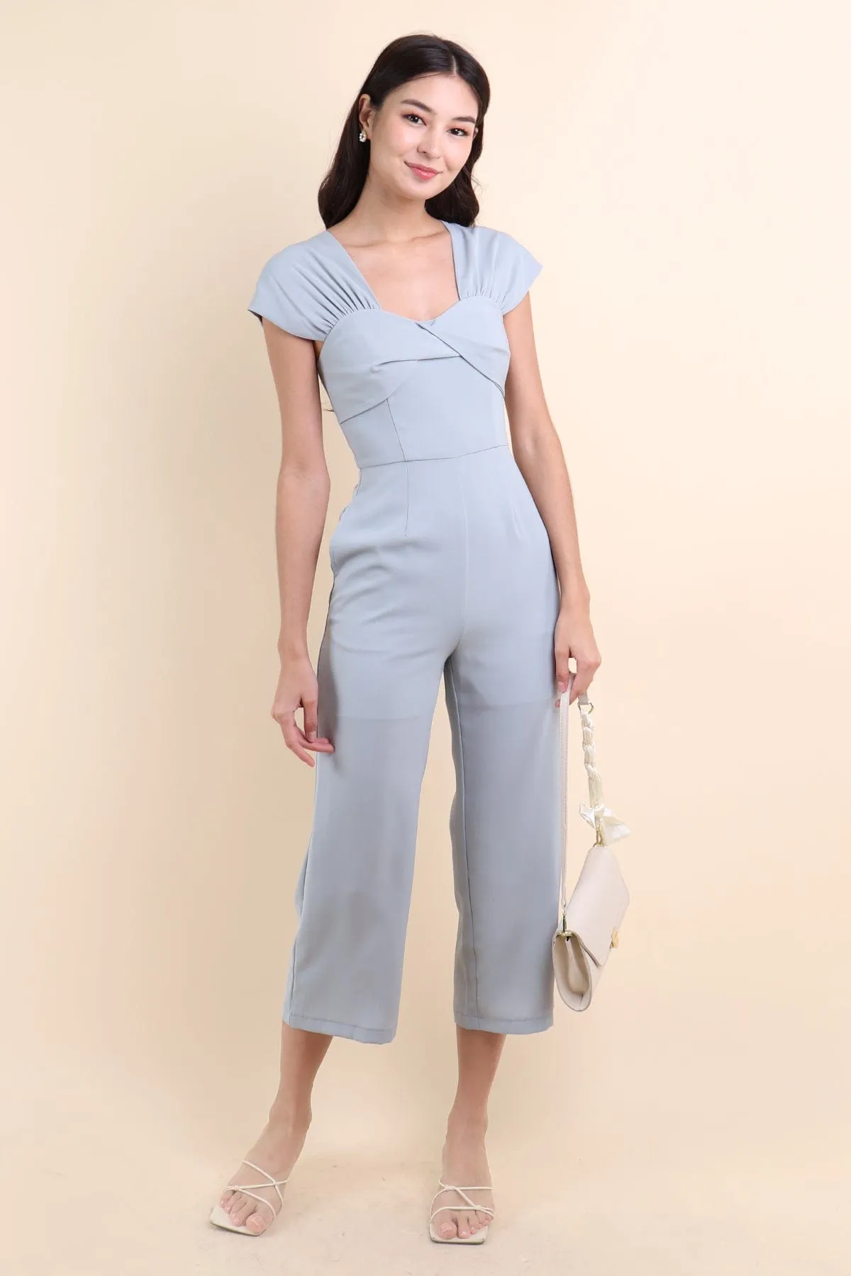 MIRANDA TWIST-DETAIL JUMPSUIT IN PIGEON BLUE