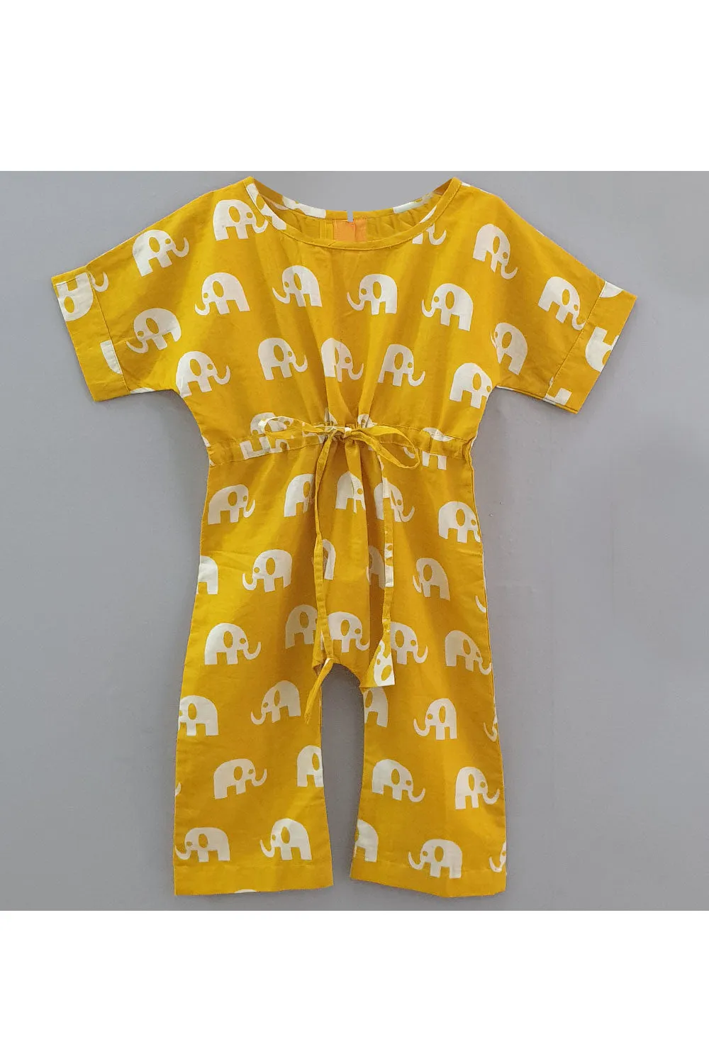 Mustard elephant printed jumpsuit