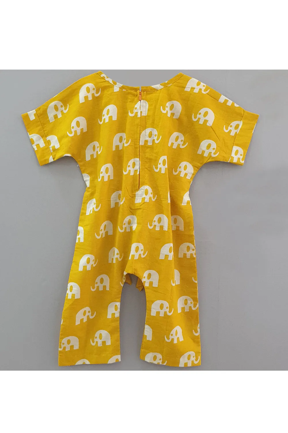 Mustard elephant printed jumpsuit