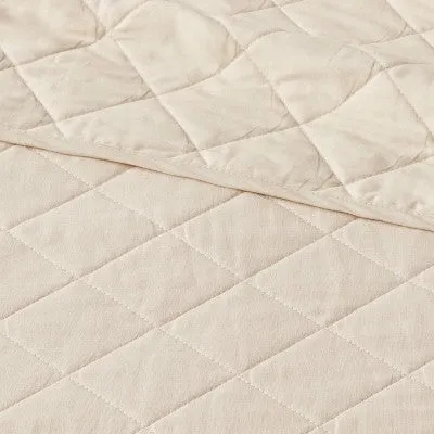 New - Threshold Quilt Modern Diamond Stitch OEKO-TEX, Khaki, Twin/Twin Extra Long