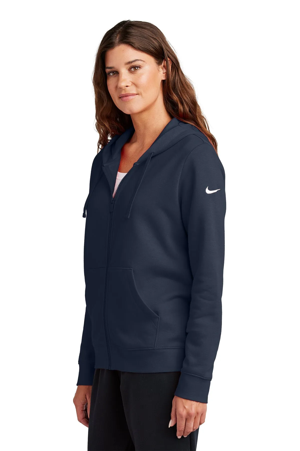 Nike Ladies Club Fleece Full-Zip Custom Hoodies, Midnight Navy