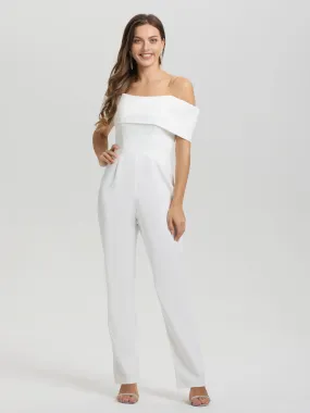 Off The Shoulder Long Solid Formal Wedding Pantsuit/Jumpsuit