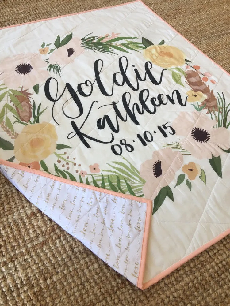 PEACH FLORAL Namesake Quilt