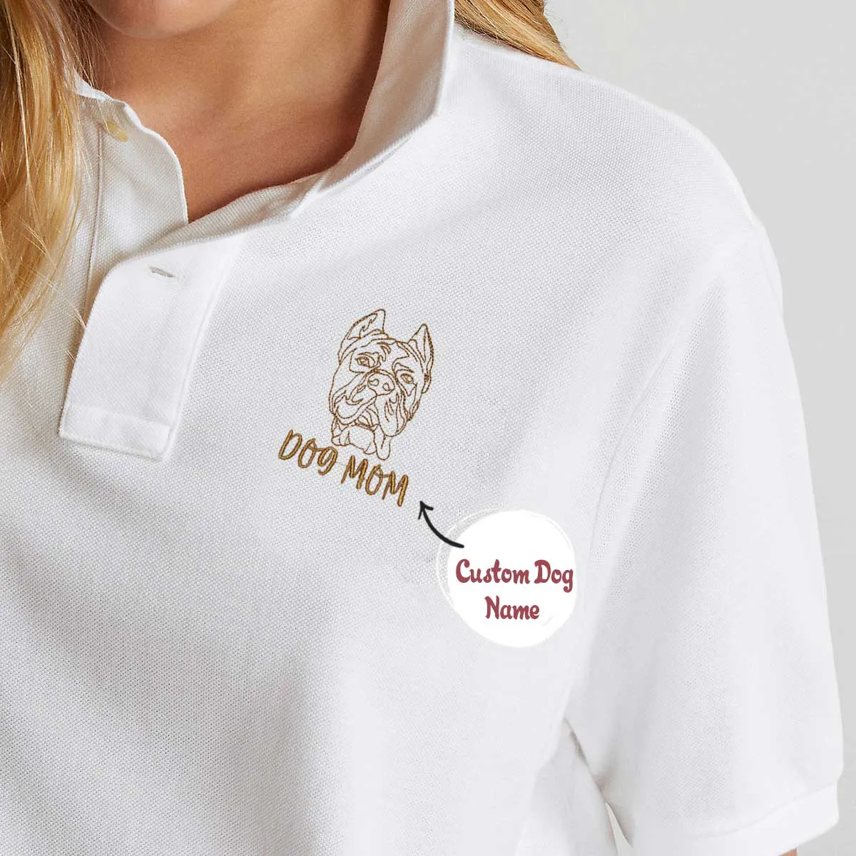 Personalized Cane Corso Dog Mom Embroidered Polo Shirt, Custom Polo Shirt with Dog Name, Cane Corso Gifts Dog Lovers