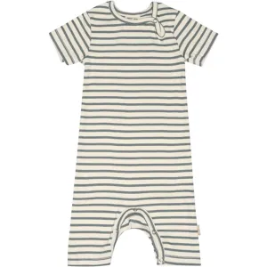 Petit Piao Light Petrol/Offwhite Jumpsuit S/S Modal Striped