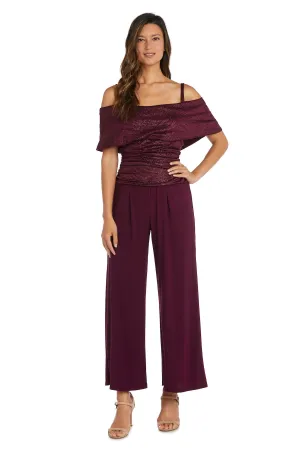 Petite Banded Cold Shoulder Strap Ruched Jumpsuit