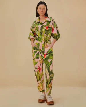 Pink Banana Leaves Jumpsuit