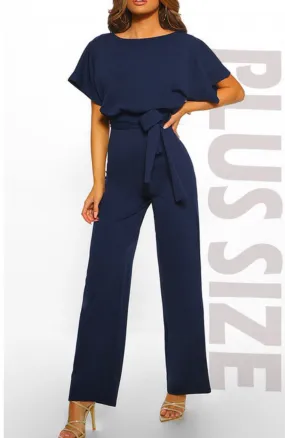 Plus size belted jumpsuit