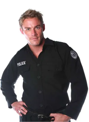 Police Officer Mens Plus Size Cop Costume Shirt