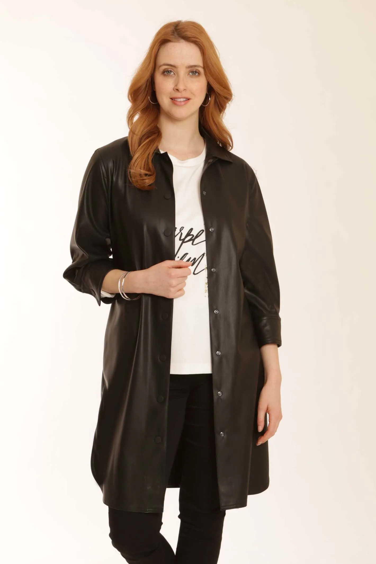 Pomodoro Clothing Pleather Long Shirt 42252