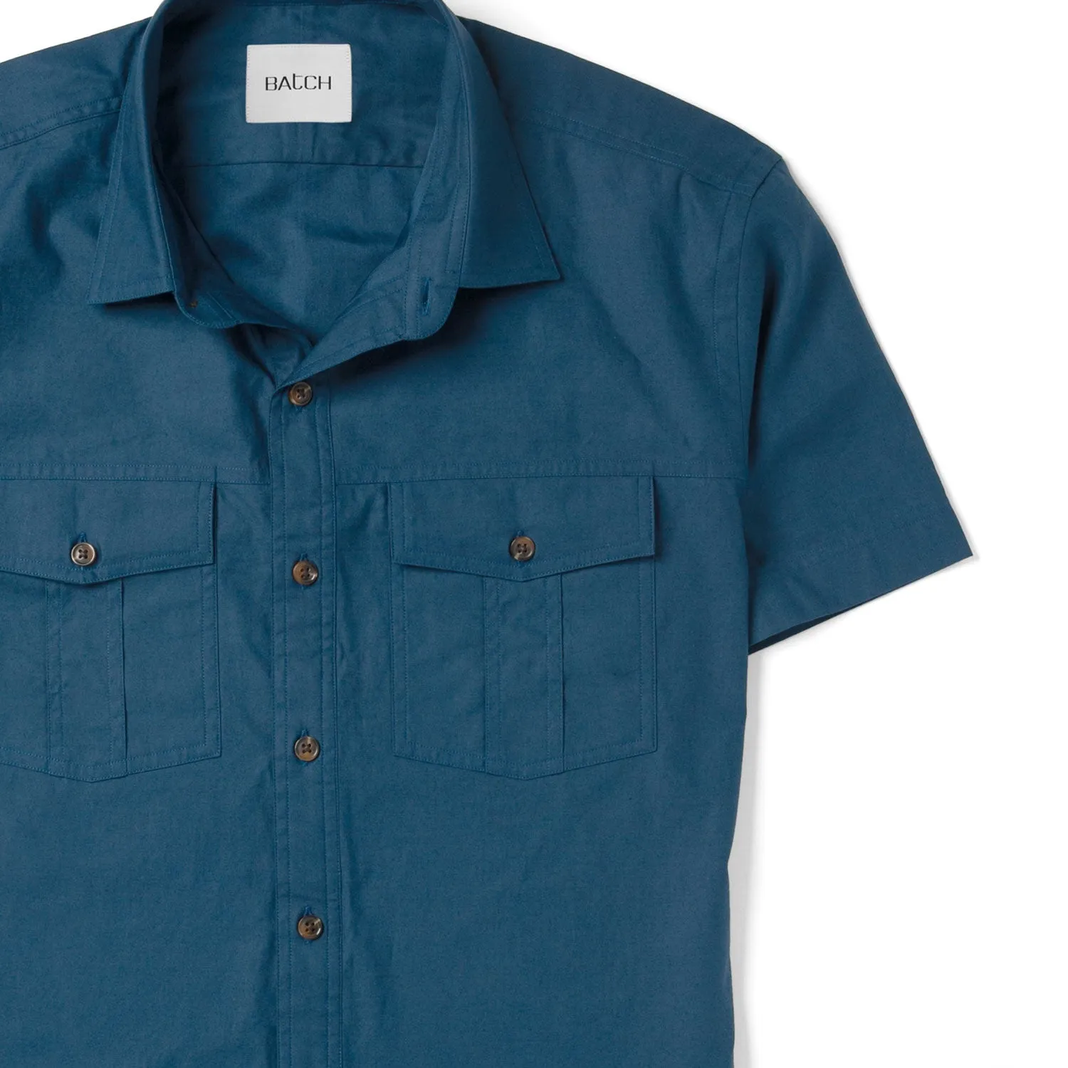 Primer Short Sleeve Utility Shirt – Cobalt Blue Mercerized Cotton