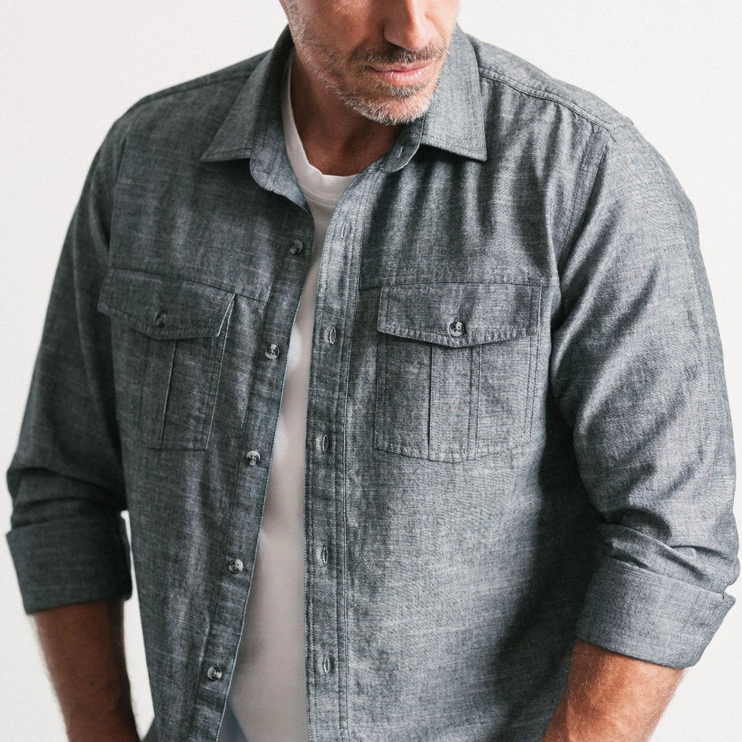 Primer Utility Shirt – Flint Gray Cotton Slub Chambray