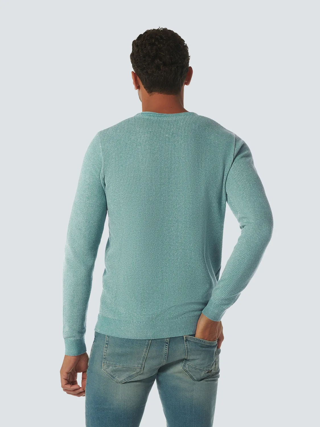 Pullover Crewneck 2 Coloured Jacquard | Pacific