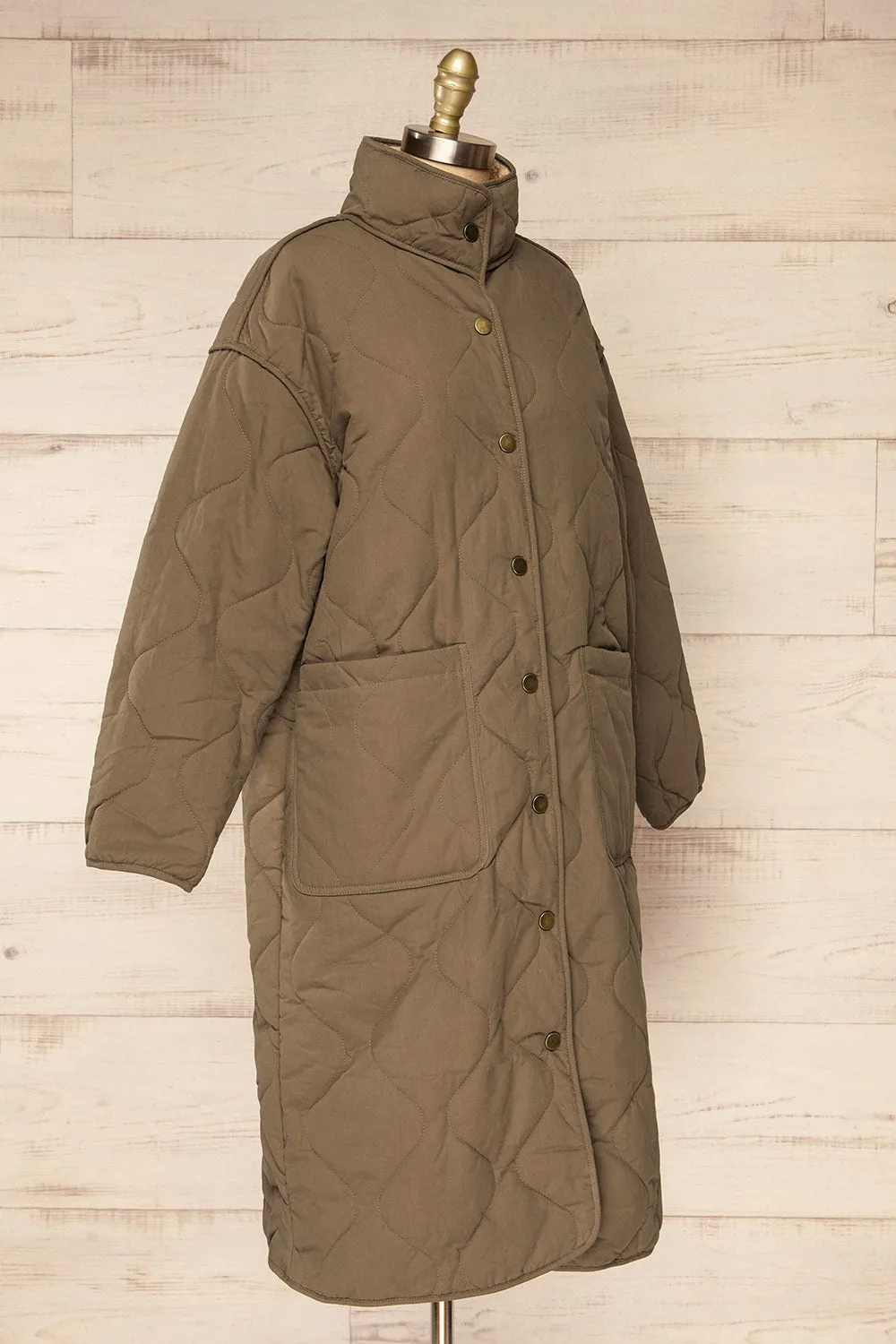 Quelimane | Long Quilted Khaki Coat