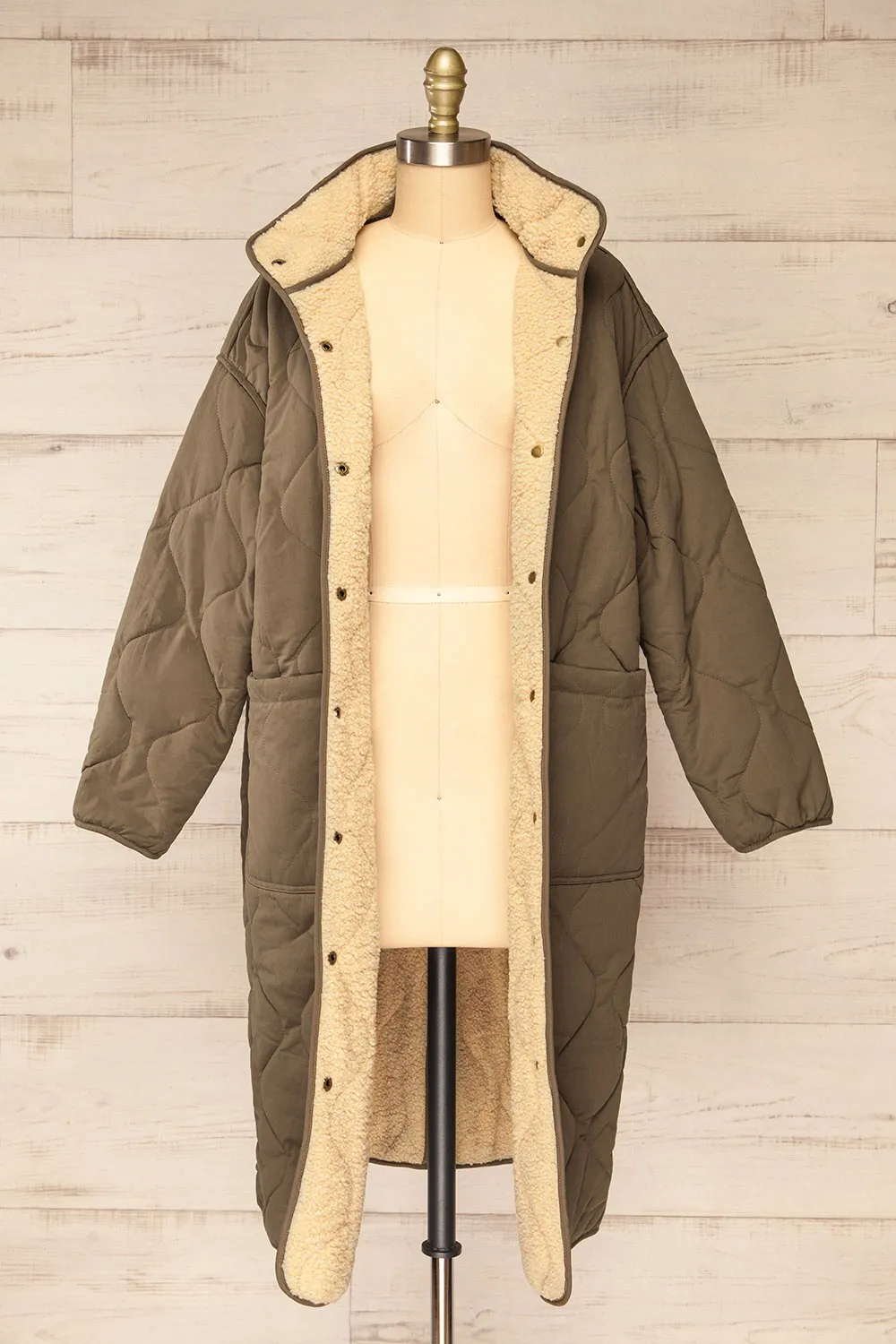 Quelimane | Long Quilted Khaki Coat