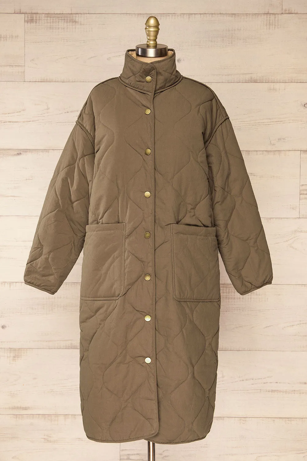 Quelimane | Long Quilted Khaki Coat