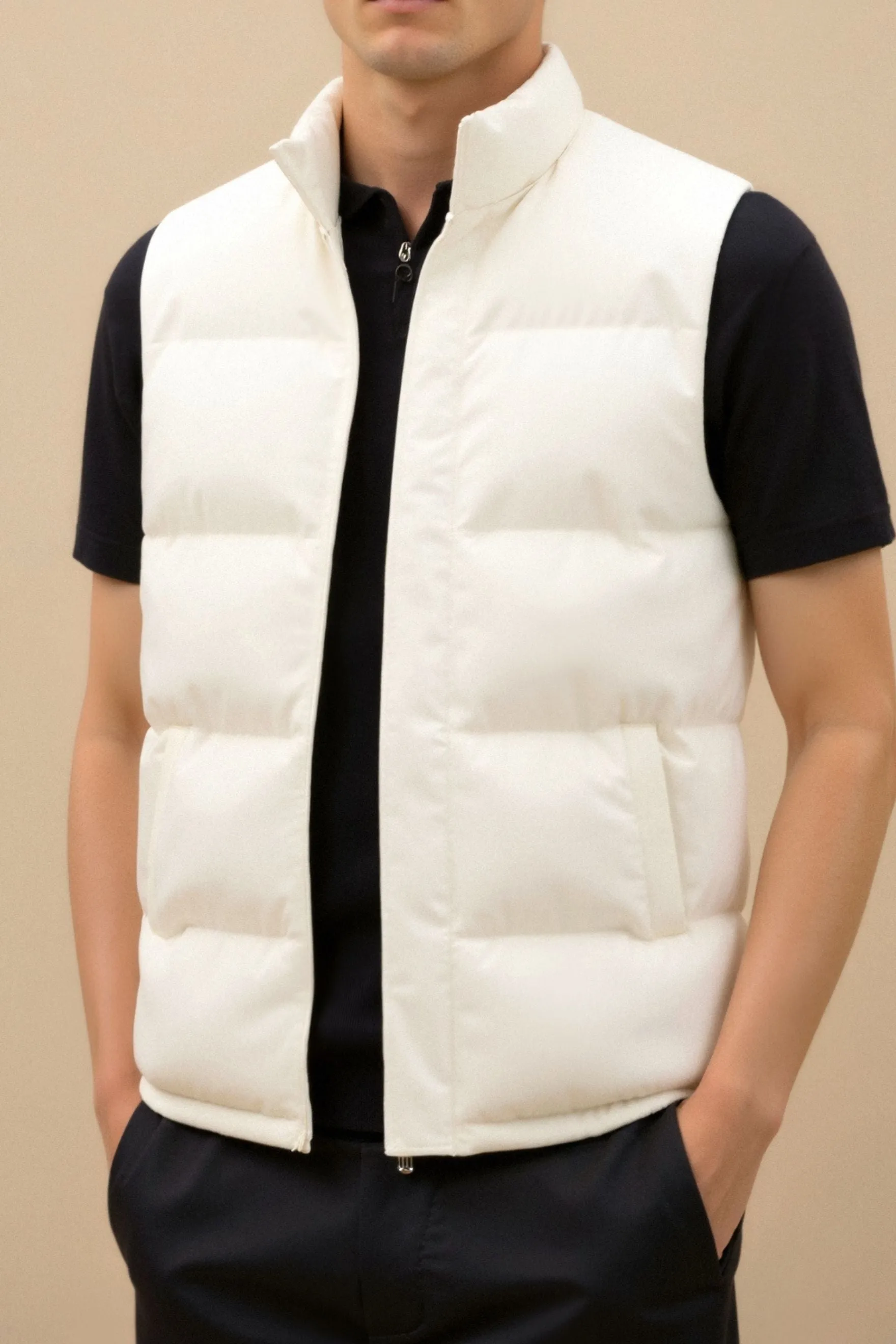 Quiet Luxury Solid High Neck Sleeveless Gilet Vest