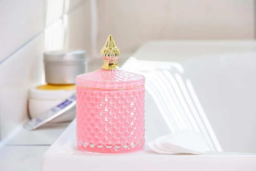 Quilted Covered Jar - Pink