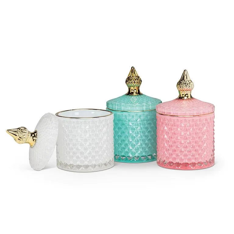 Quilted Covered Jar - White