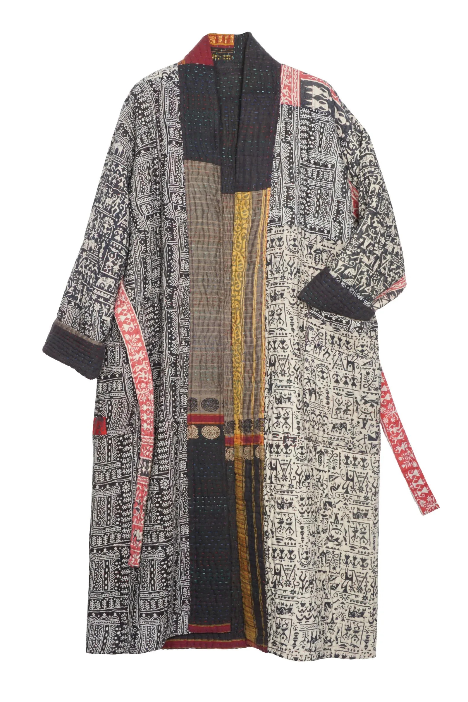 QUILTED VINTAGE COTTON KANTHA BATHROBE