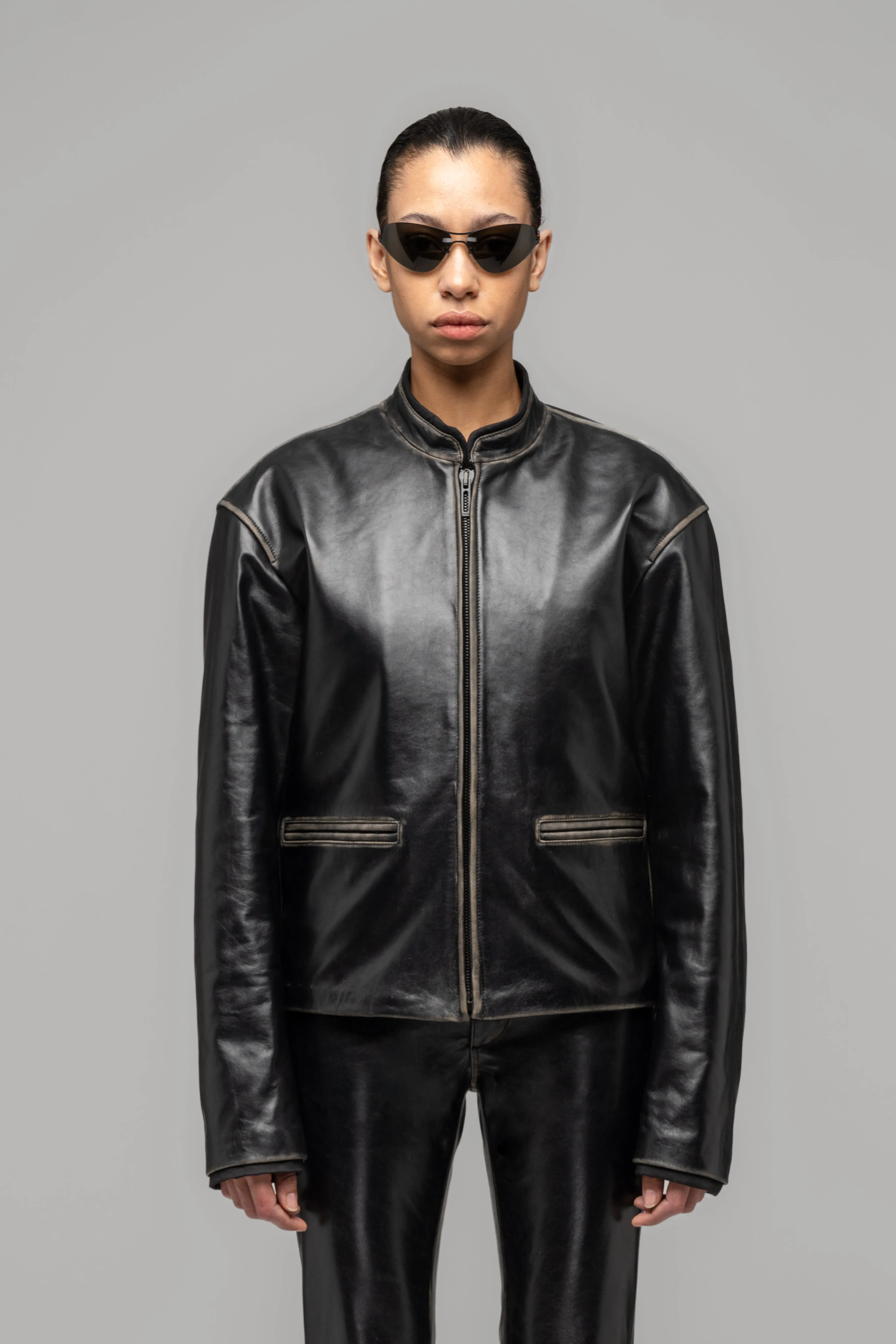 "UMA" LEATHER BIKER JACKET