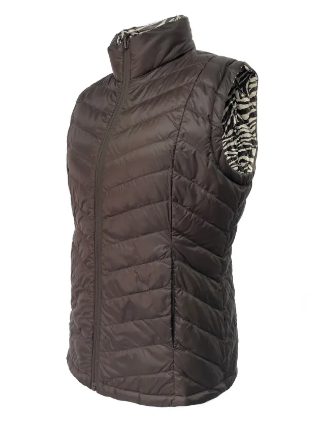 Reversible Chocolate/ Zebra Duck Down Vest