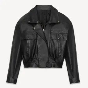 Rhea Cropped Leather Jacket for Women