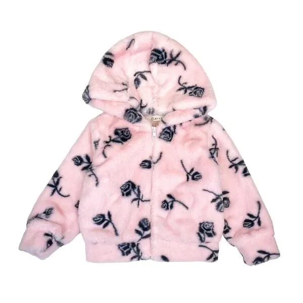 Rose Furry Hooded Jacket