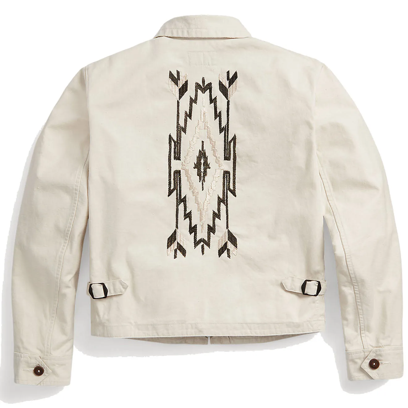 RRL by Ralph Lauren Womens Embroidered Slub-Woven Jacket Tonal Cream