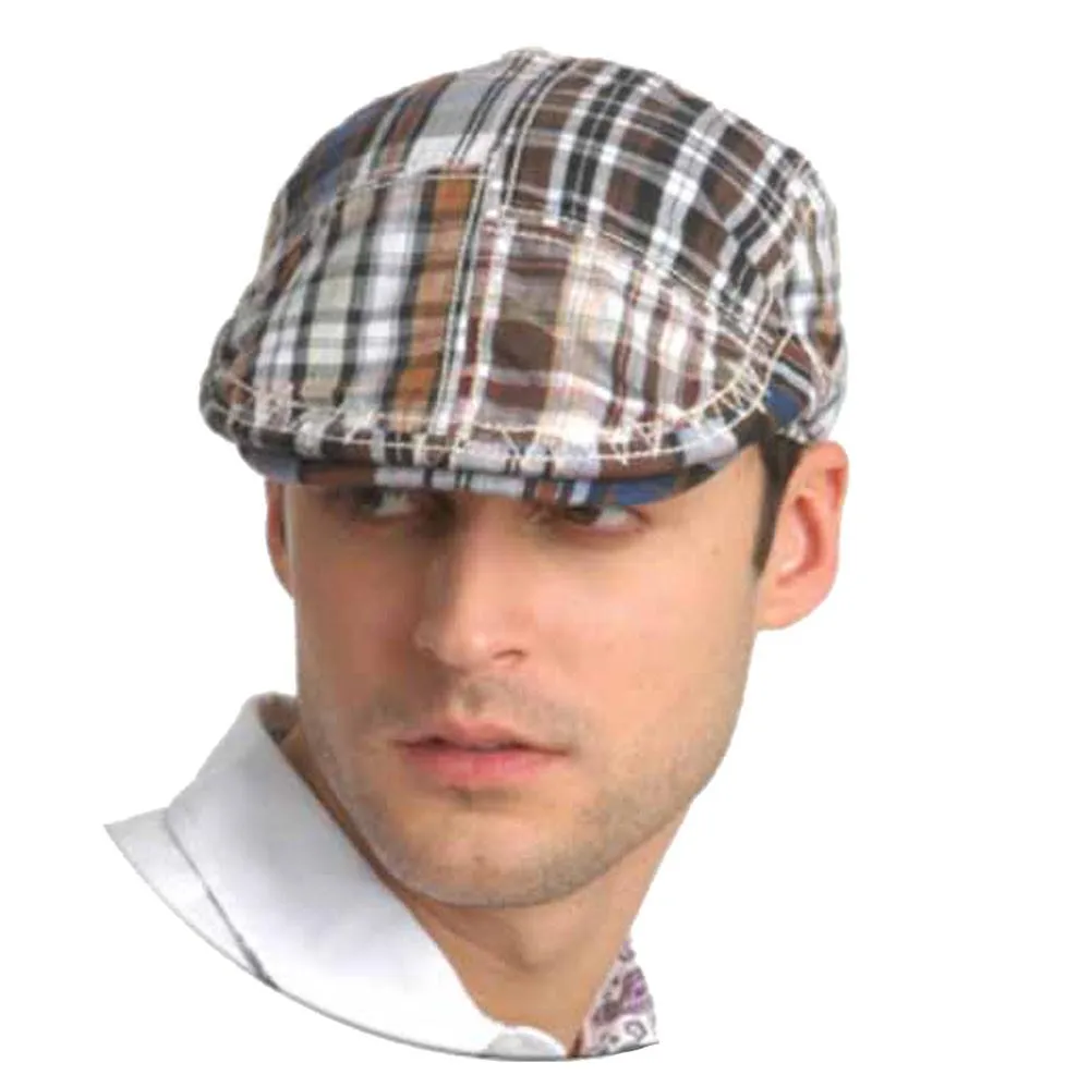 Sakkas Men's Quilted Plaid Newsboy Ivy Flat Cap