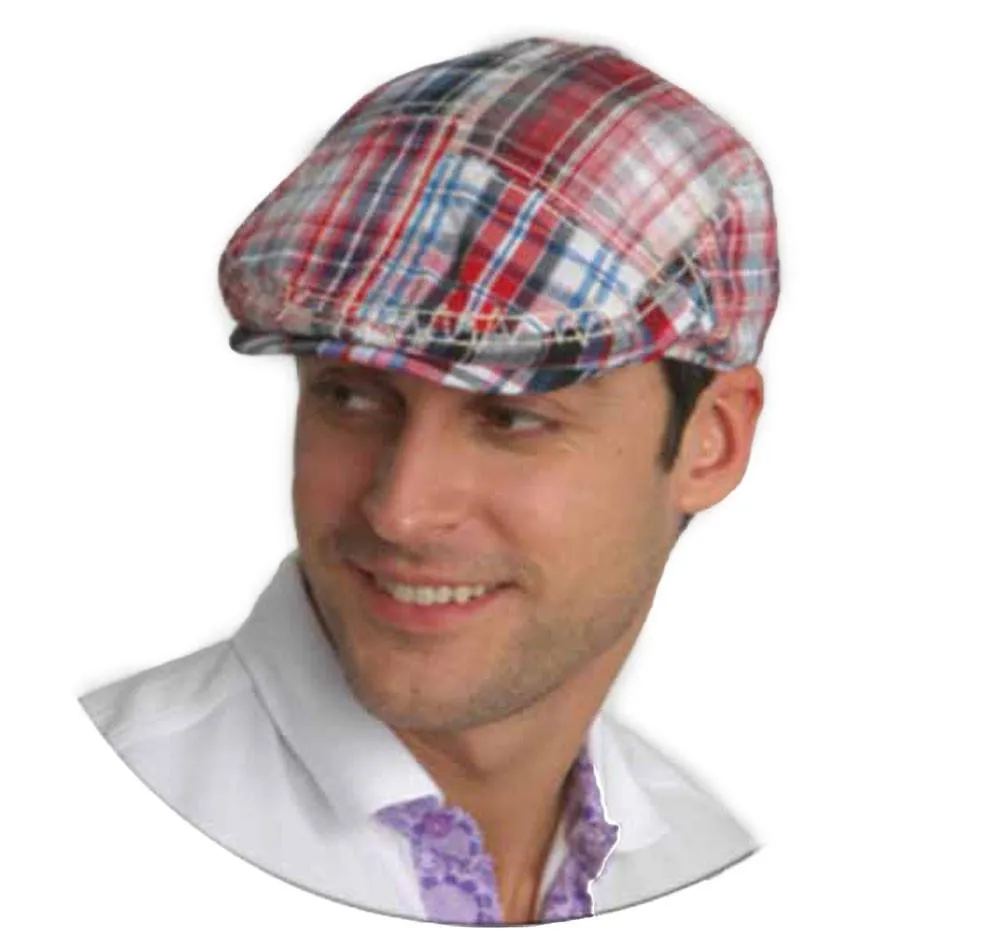 Sakkas Men's Quilted Plaid Newsboy Ivy Flat Cap