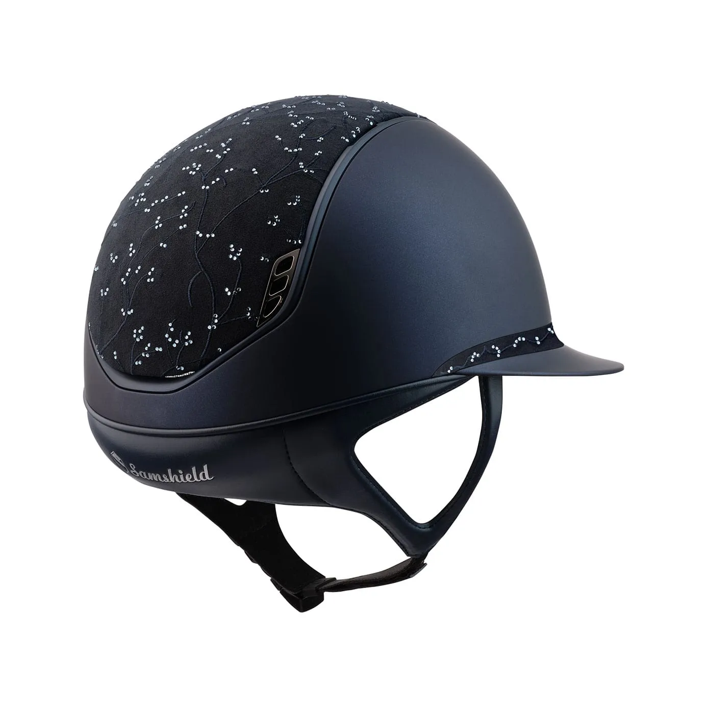 Samshield V2 Miss Shield Navy Riding Hat with Crystal Leaf