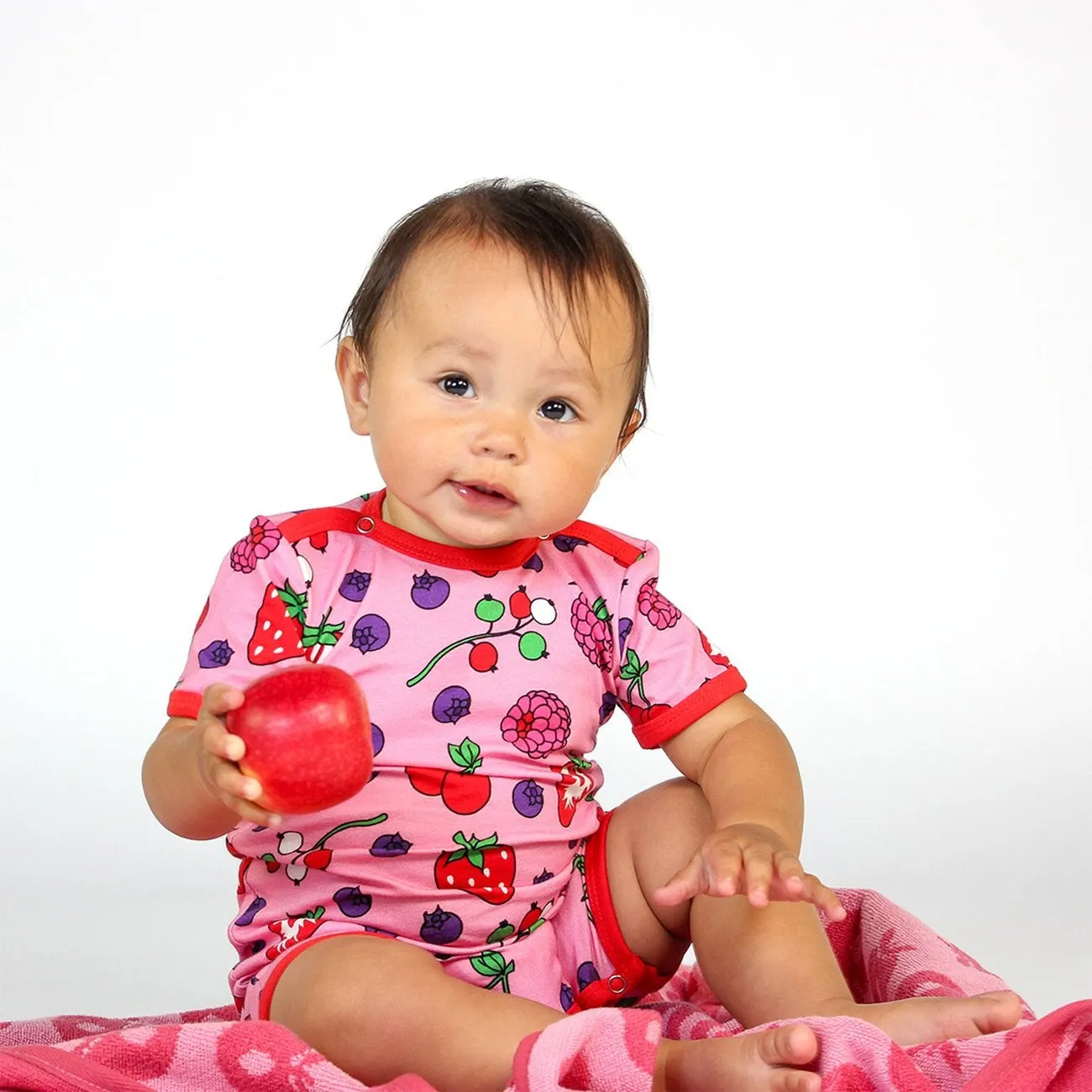 Småfolk Sea Pink Short Sleeve Jumpsuit With Berries