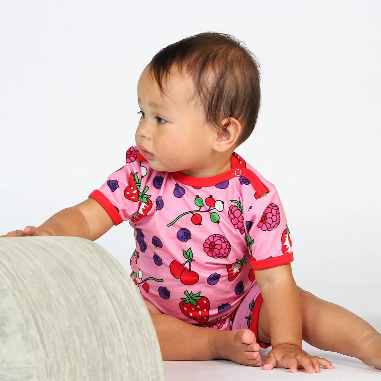 Småfolk Sea Pink Short Sleeve Jumpsuit With Berries