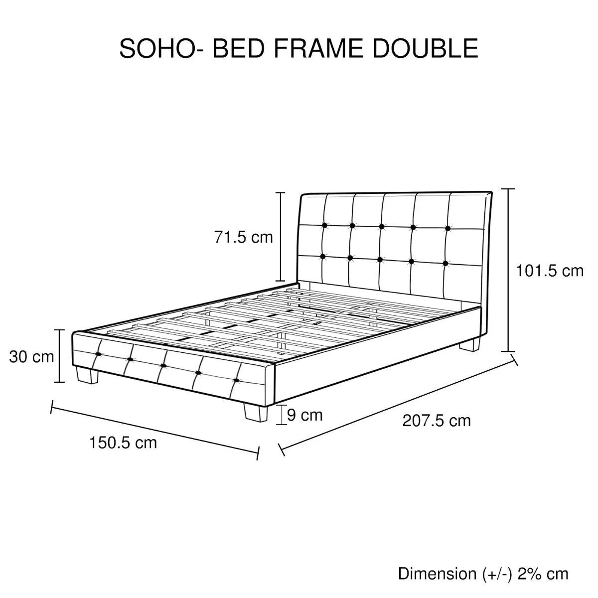 Soho PU Leather Double Bed Frame White