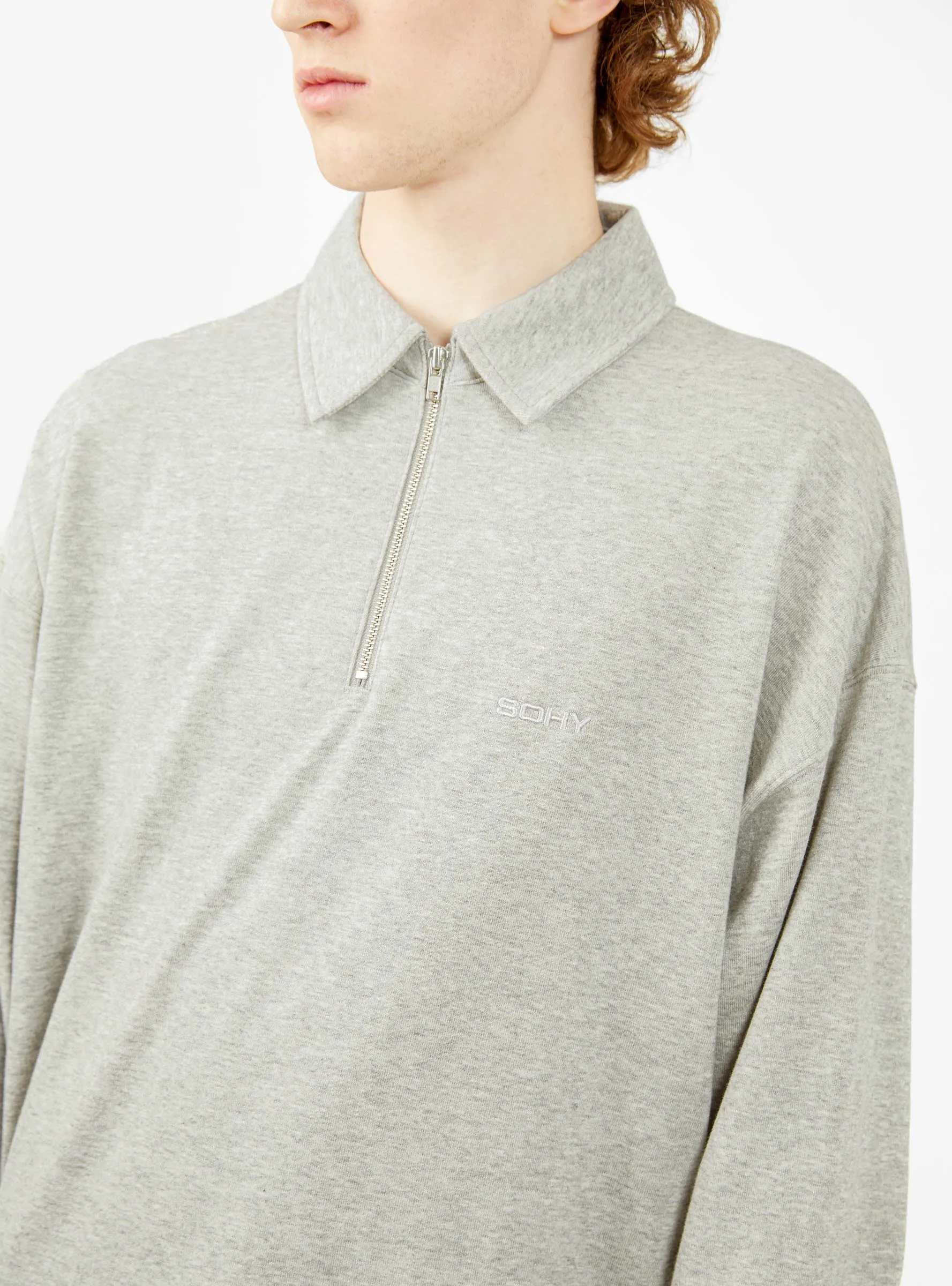 SOHY Quarter Zip Polo Shirt Grey