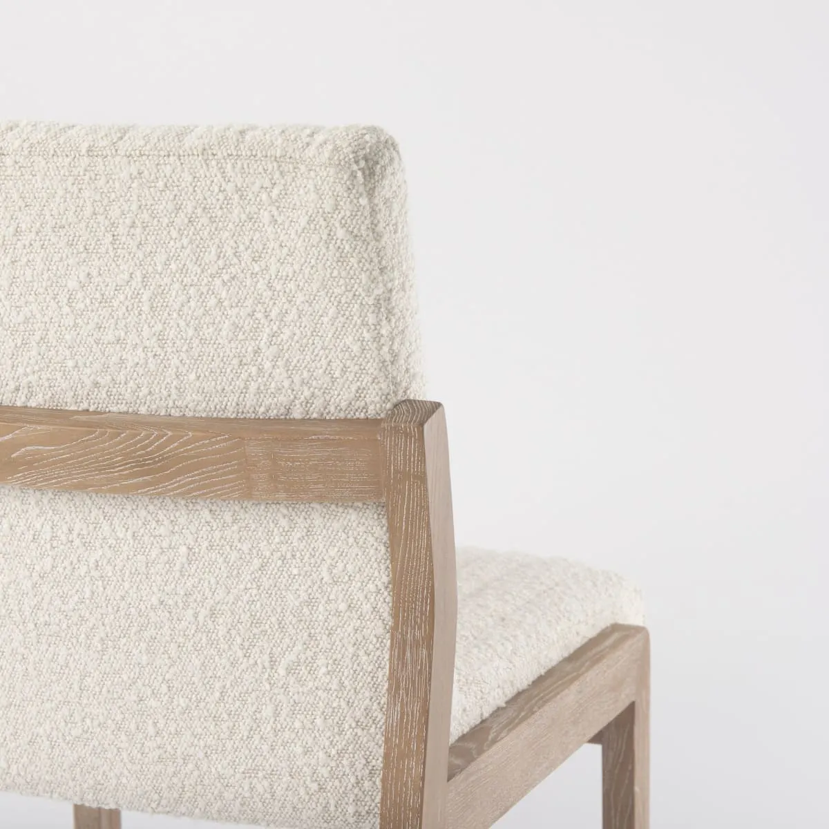 Tahoe Dining Chair Cream Bouclé Fabric | Light Brown Wood | Armless