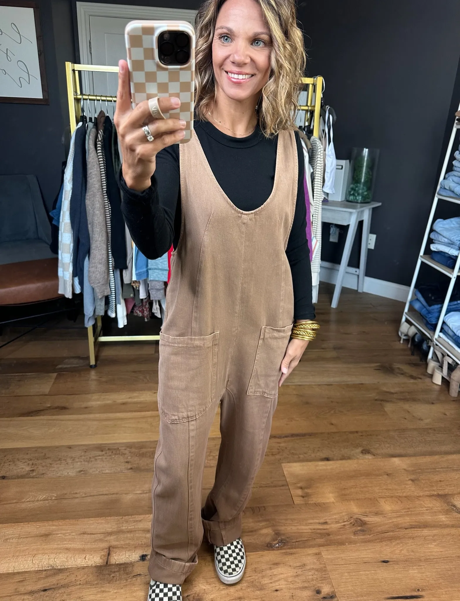 The Nina Pocket Jumpsuit - Mocha