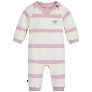 Tommy Hilfiger Baby Striped Towelling Jumpsuit Pink Shade / Ancient White Stripe