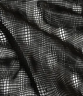 Warped-Grid Cutout Lace Lambskin